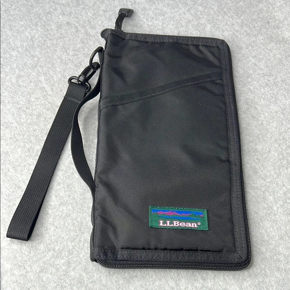 Vintage LL Bean Black Travel Wallet Wristlet Gorpcore Clutch Bag Car Organizer